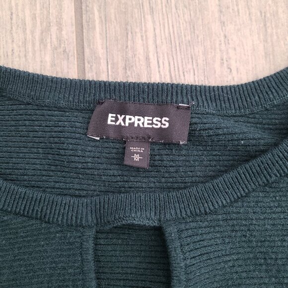 Express Forest Green Keyhole Ribbed Sweater Women's Size Medium - Picture 7 of 10